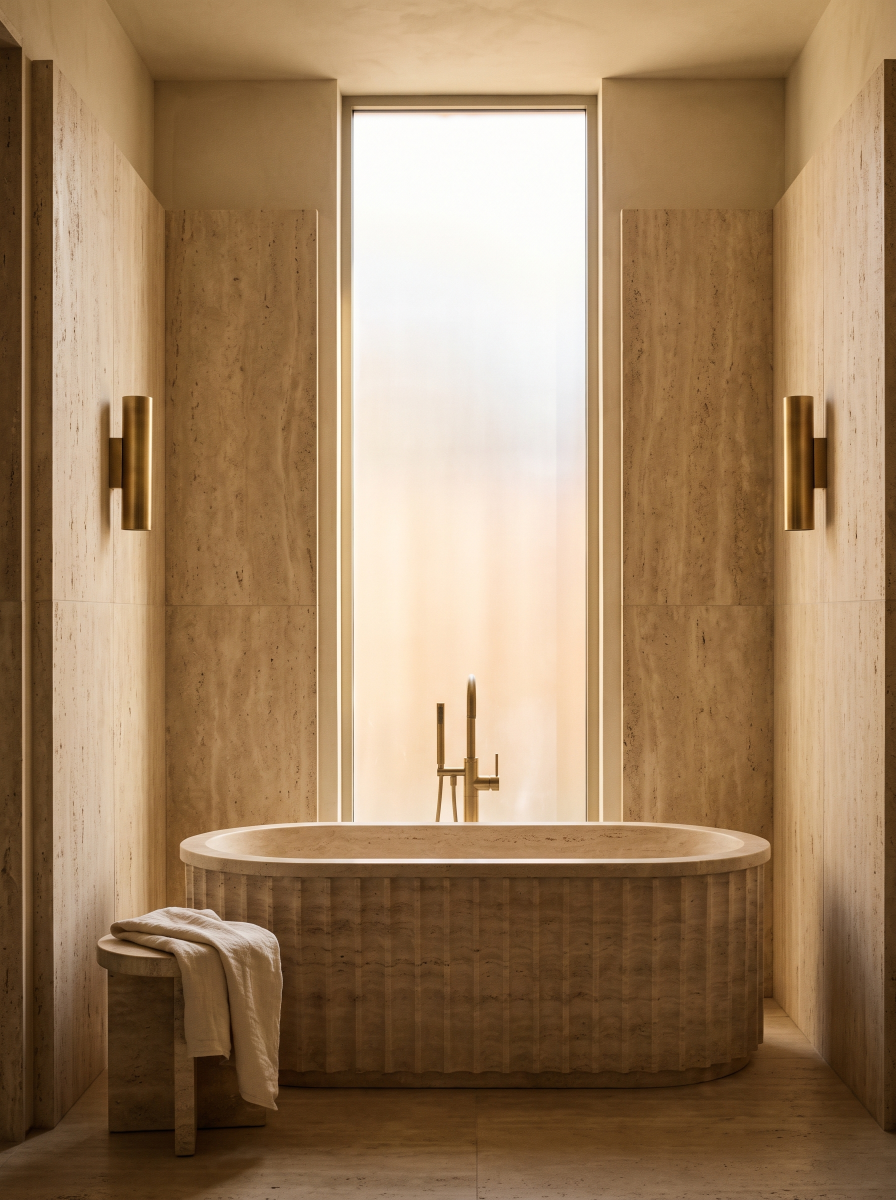 Warm stone luxury bathroom